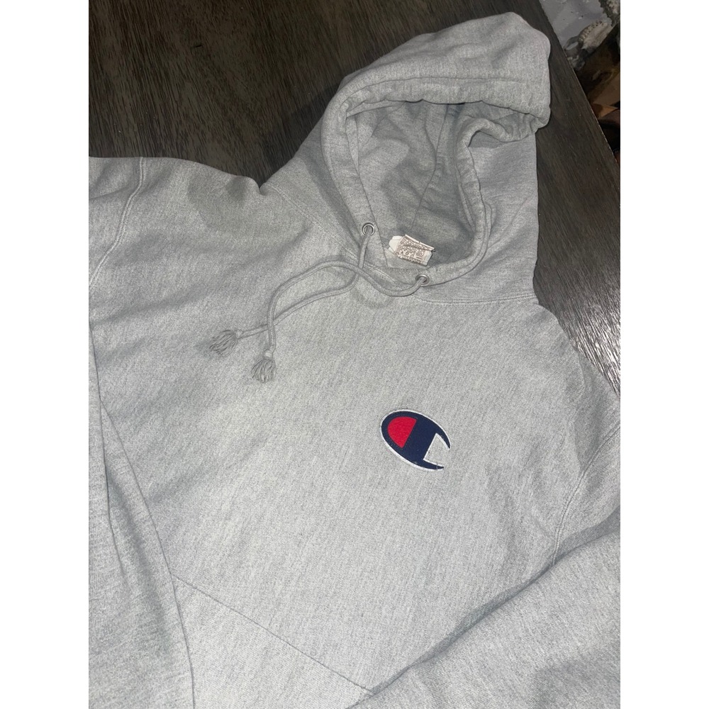 Champion Mens Large Gray Reverse Weave Hoodie GF68 Big C Logo Pullover